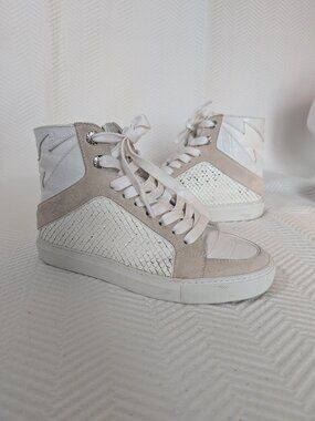 Zadig & Voltaire High Flash High Top Sneakers White EU 36 (US 6) Mixed Leather